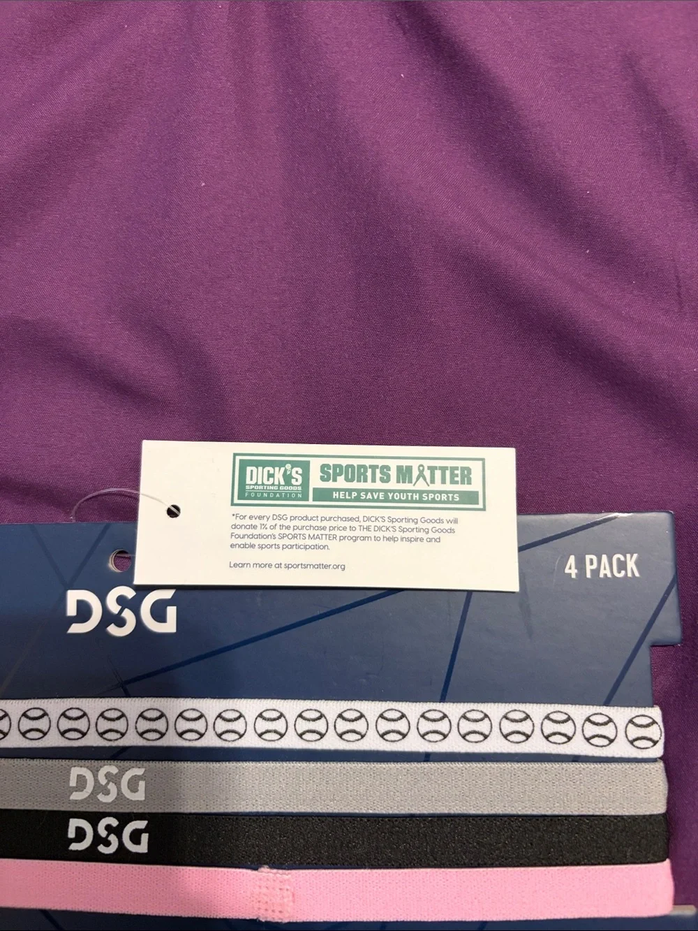 DSG Elastic Softball Headbands - Pink, Black, Gray, White (4-Pack)